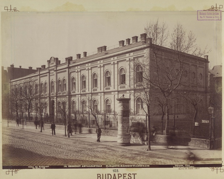 "Erzsébet Leányárvaház. A felvétel 1890 után készült." A kép forrását kérjük így adja meg: Fortepan / Budapest Főváros Levéltára. Levéltári jelzet: HU.BFL.XV.19.d.1.07.104